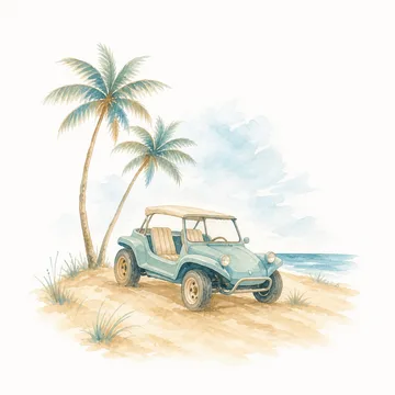 Ilustração de um buggy nas dunas